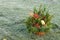 Autumn Floral Decorations In A Basket For A Grave For All Souls` Day On The Lawn