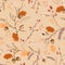 Autumn Floral Seamless Pattern with Acorns, Leaves and Flowers. Fall Vintage Nature Background for Textile, Wallpaper
