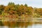 Autumn foliage bordering leach pond