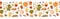 Autumn food and drinks border pattern. Fall colored season design