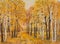 Autumn forest, orange leaves. Original oil painting on canvas.