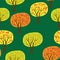 Autumn forrest seamless pattern with vector trees