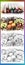 Autumn Fruits: Coloring pictures, artistic still-life with pre-drawn template, grey underpainting, vertical banner, bookmark