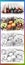 Autumn Fruits: Coloring pictures, artistic still-life with pre-drawn template, grey underpainting, vertical banner, bookmark