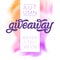 AUTUMN GIVEAWAY banner for contests in social media. Faux calligraphy with vector watercolor background. Used for