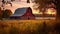 Autumn Glow on Countryside Barn at Dusk