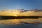 Autumn golden sunset on a quiet lake