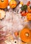 Autumn halloween background with candies