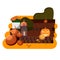Autumn halloween gothic vector illustration and icon with pumpkins
