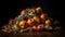Autumn harvest a bountiful basket of organic fruits and vegetables generated by AI