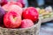 Autumn Harvest Delights: Apples in Wooden Crate on Table