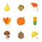 Autumn harvest icons set, cartoon style