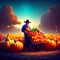 Autumn harvest of pumpkins and oranges in a farmer\\\'s cart generative AI