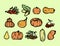 Autumn harvest. pumpkins, zucchini, berries, fruits, vegetables