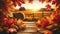 Autumn Harvest Scene with Rustic Farmhouse Backdrop, AI Generated