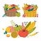 Autumn harvest vegetales put in natural wicker basket for farming market or picknic. Concept of organic natural wholesome food. Va