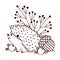 Autumn hedgehog acorn berries banches isolated design white background line style