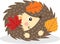 Autumn hedgehog with fall leaves