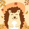 Autumn hedgehog in simple flat style vector