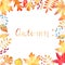 Autumn herbarium watercolor raster banner template with lettering