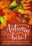 Autumn here seasonal foliage and harvest poster