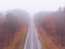 autumn highway road mist foggy weather