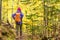 Autumn hike backpacker lifestyle woman walking