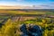 Autumn hilly landscape at sunset time