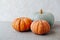 Autumn holiday still life with pumpkins. Copy space for text. Thanksgiving, Halloween preparations. Healthy seasonal food. Fall