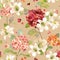 Autumn Hortensia and Lily Flowers Backgrounds. Seamless Floral Shabby Chic Pattern