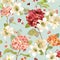 Autumn Hortensia and Lily Flowers Backgrounds. Seamless Floral Shabby Chic Pattern