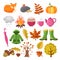 Autumn icon set. Various symbols of autumn