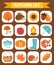 Autumn icons set flat or cartoon style.Collection design elements with yellow leaves, trees, mushrooms, pumpkin, wild