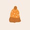 Autumn illustration, sticker hat or cap with homely cute things.