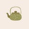 Autumn illustration, sticker kettle, teapot with homely cute things.
