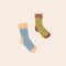 Autumn illustration, sticker socks with homely cute things.