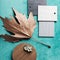 Autumn interior design theme flat lay