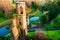 Autumn in Ireland. Aerial view of Blarney Castle tower in Ireland