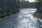 Autumn in Keila Joa waterfall. Flowing water. River in Estonia, natural environment background.