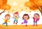 Autumn Kids fall vector illustration