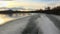 Autumn in Kolyma We sail on a boat along the river at sunset