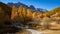 Autumn in La Claree Valley with La Souchere Bridge in the Cerces Massif mountains, Hautes-Alpes, Alps, France