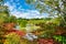 Autumn lake scenery in North Carolina mountains.