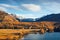 Autumn lake Sils in Swiss Alps