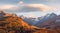 Autumn lake Sils in Swiss Alps