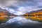 Autumn lake Sils in Swiss Alps