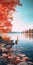 Autumn Lake: Vibrant Stage Backdrop With Romantic Dramatic Landscapes