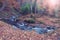 Autumn landscape of Big Creek captured with motion blur