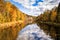 Autumn landscape on a calm river. water surface