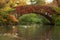 Autumn landscape in Central Park. Gapstow bridge in midtown Manhattan, New York City. USA